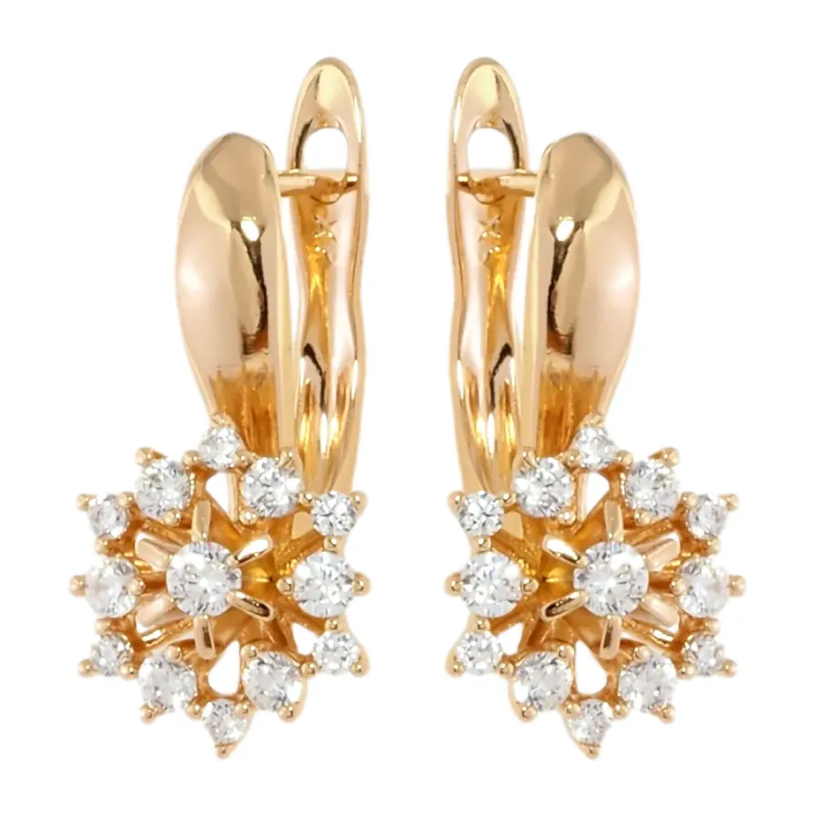 Серьги Xuping Позолота 18K английский замок Снежинки с цирконием фото №1 Серьги Xuping Позолота 18K английский замок Снежинки с цирконием фото №1